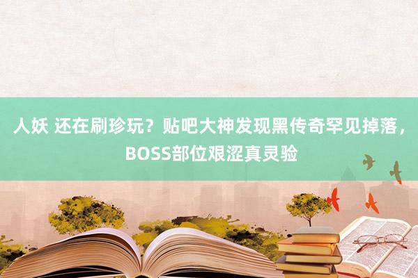 人妖 还在刷珍玩？贴吧大神发现黑传奇罕见掉落， BOSS部位艰涩真灵验