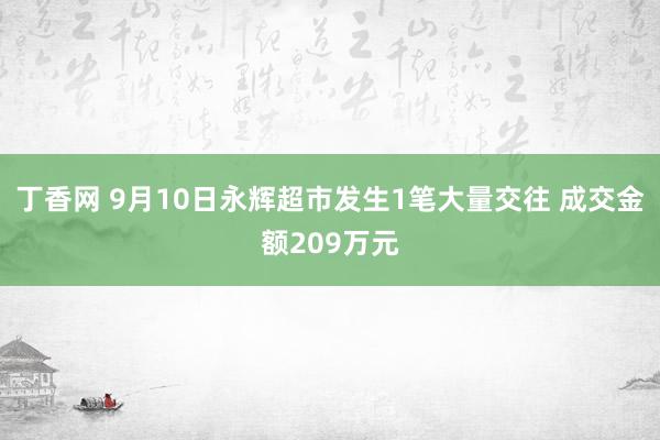 丁香网 9月10日永辉超市发生1笔大量交往 成交金额209万元