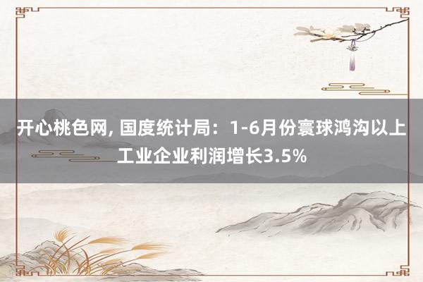 开心桃色网， 国度统计局：1-6月份寰球鸿沟以上工业企业利润增长3.5%