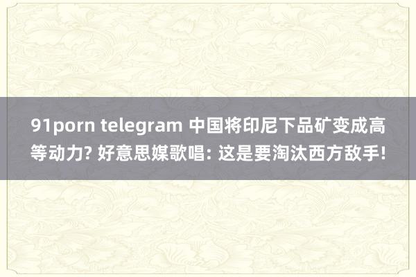 91porn telegram 中国将印尼下品矿变成高等动力? 好意思媒歌唱: 这是要淘汰西方敌手!