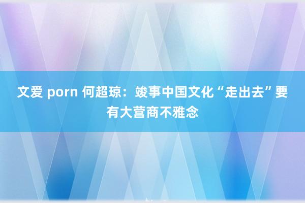 文爱 porn 何超琼：竣事中国文化“走出去”要有大营商不雅念