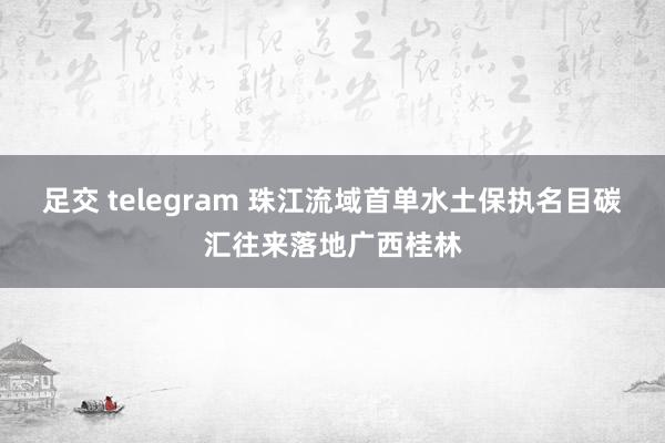 足交 telegram 珠江流域首单水土保执名目碳汇往来落地广西桂林