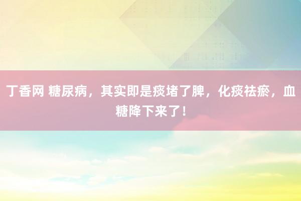 丁香网 糖尿病，其实即是痰堵了脾，化痰祛瘀，血糖降下来了！