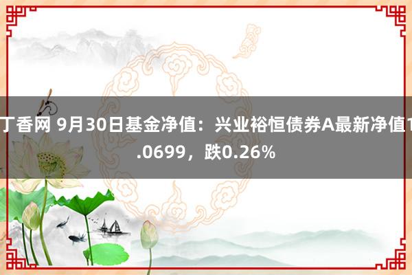 丁香网 9月30日基金净值：兴业裕恒债券A最新净值1.0699，跌0.26%