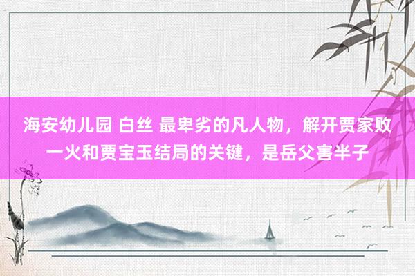 海安幼儿园 白丝 最卑劣的凡人物，解开贾家败一火和贾宝玉结局的关键，是岳父害半子