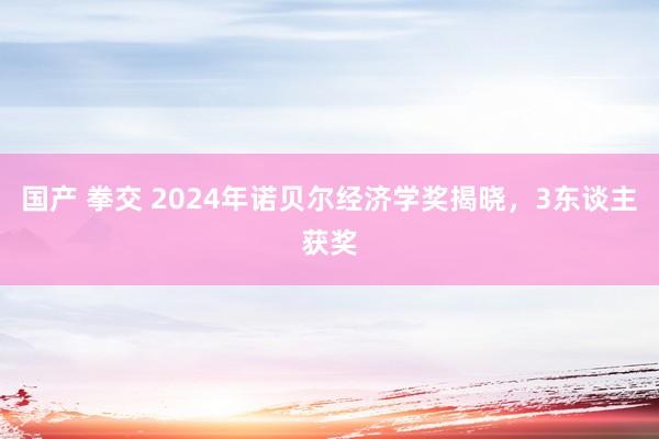 国产 拳交 2024年诺贝尔经济学奖揭晓，3东谈主获奖