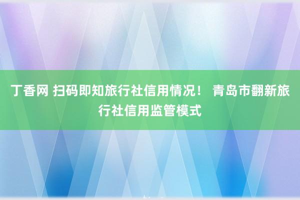 丁香网 扫码即知旅行社信用情况！ 青岛市翻新旅行社信用监管模式