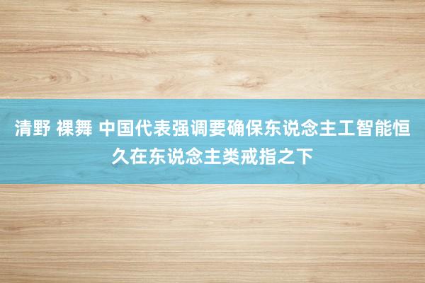 清野 裸舞 中国代表强调要确保东说念主工智能恒久在东说念主类戒指之下