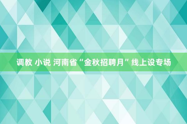 调教 小说 河南省“金秋招聘月”线上设专场