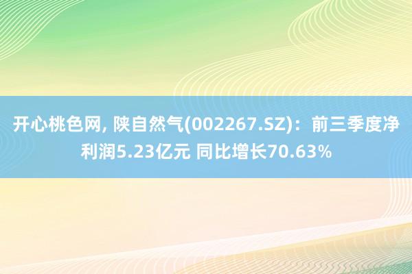 开心桃色网， 陕自然气(002267.SZ)：前三季度净利润5.23亿元 同比增长70.63%