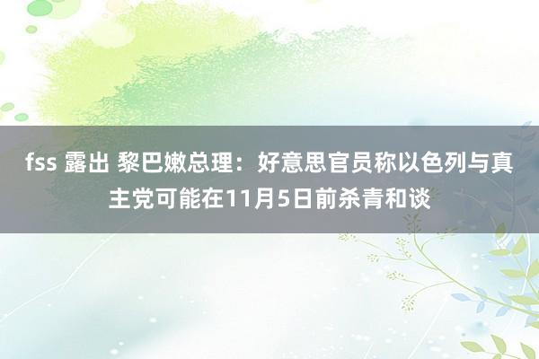 fss 露出 黎巴嫩总理：好意思官员称以色列与真主党可能在11月5日前杀青和谈