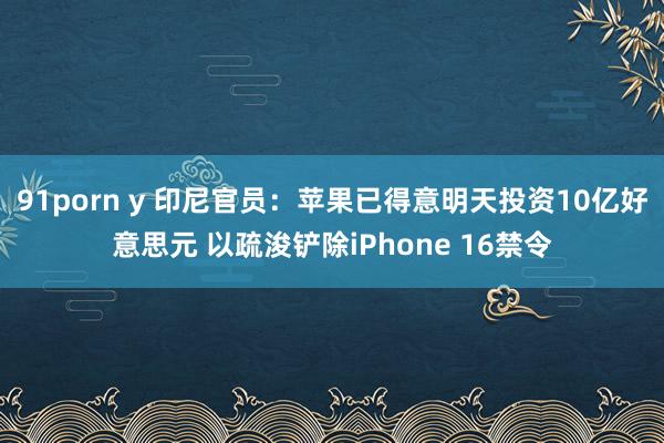 91porn y 印尼官员：苹果已得意明天投资10亿好意思元 以疏浚铲除iPhone 16禁令