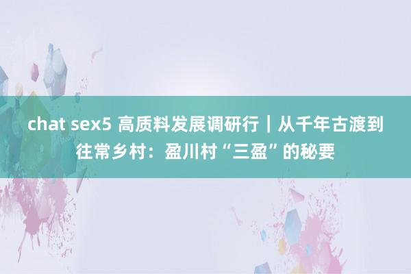 chat sex5 高质料发展调研行｜从千年古渡到往常乡村：盈川村“三盈”的秘要