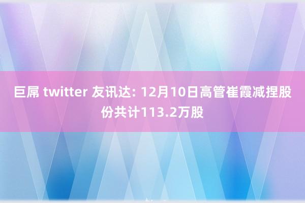 巨屌 twitter 友讯达: 12月10日高管崔霞减捏股份共计113.2万股