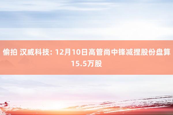 偷拍 汉威科技: 12月10日高管尚中锋减捏股份盘算15.5万股