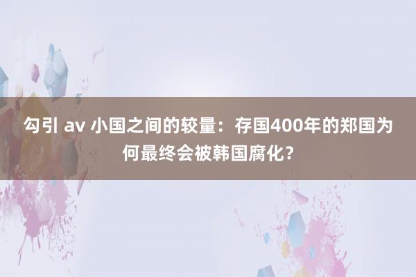 勾引 av 小国之间的较量：存国400年的郑国为何最终会被韩国腐化？