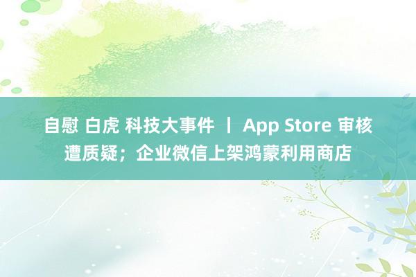 自慰 白虎 科技大事件 丨 App Store 审核遭质疑；企业微信上架鸿蒙利用商店