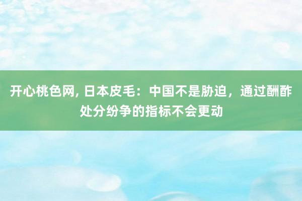 开心桃色网， 日本皮毛：中国不是胁迫，通过酬酢处分纷争的指标不会更动