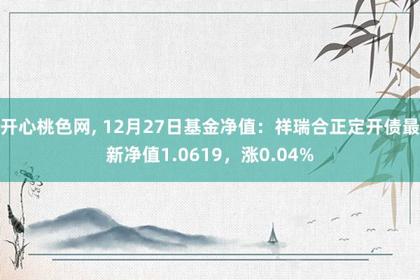 开心桃色网， 12月27日基金净值：祥瑞合正定开债最新净值1.0619，涨0.04%