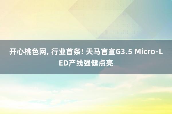 开心桃色网， 行业首条! 天马官宣G3.5 Micro-LED产线强健点亮