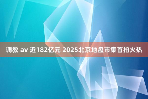 调教 av 近182亿元 2025北京地盘市集首拍火热