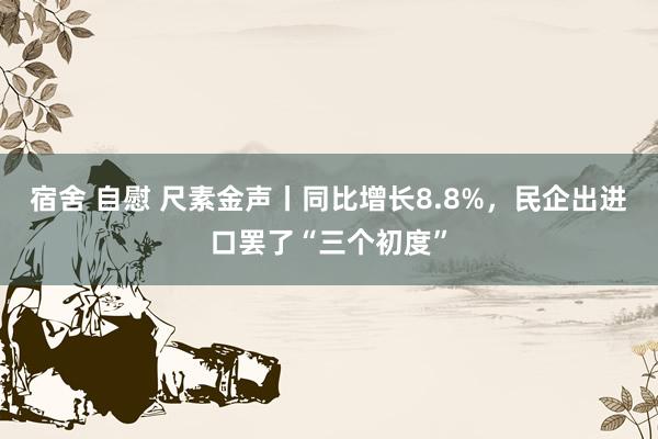 宿舍 自慰 尺素金声丨同比增长8.8%，民企出进口罢了“三个初度”